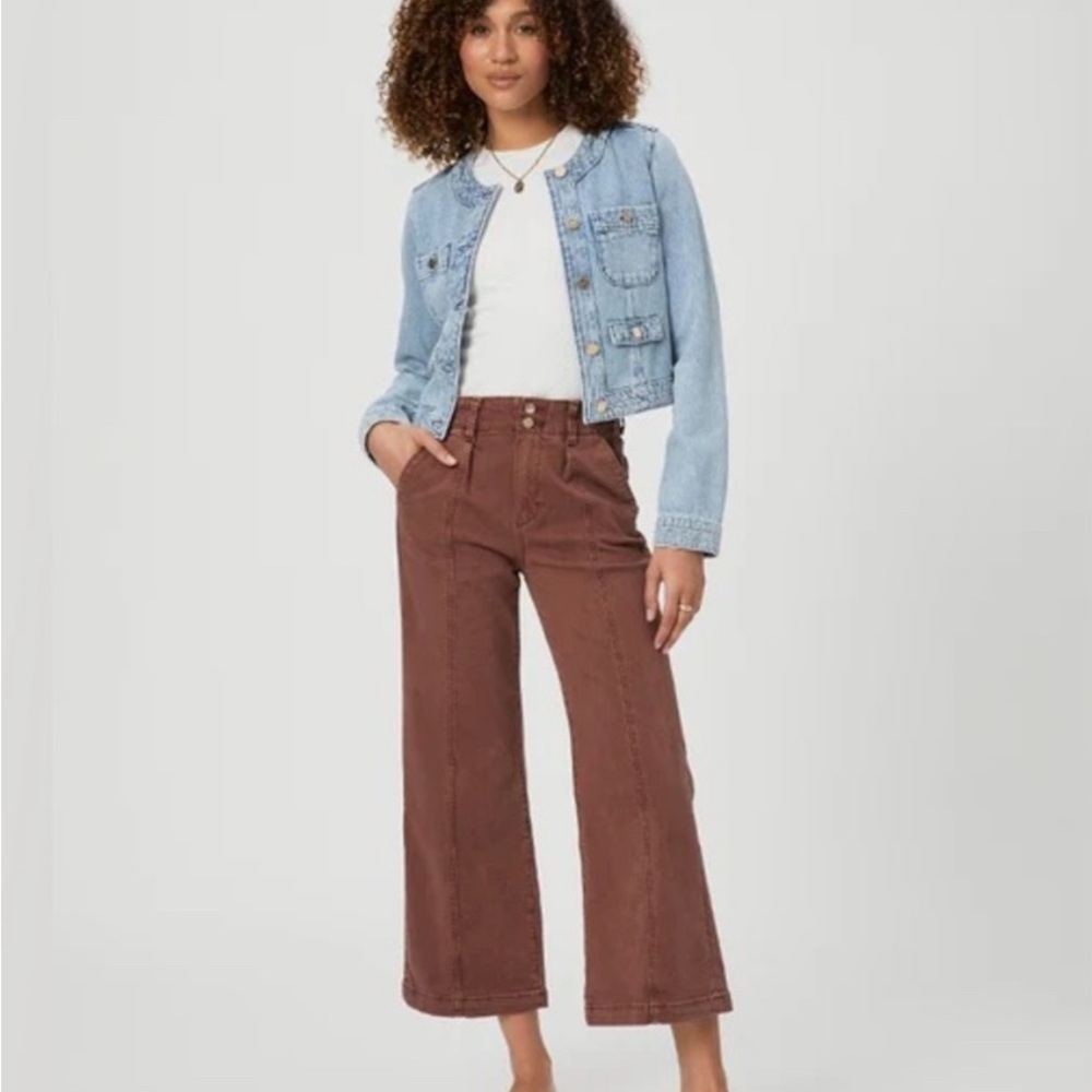 PAIGE Brown Wide-Leg Flare Jeans